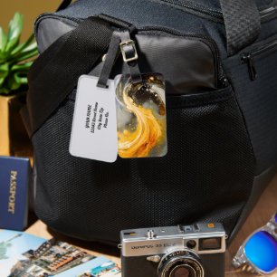 Golden Abstract Marble Modern Waves Luggage Tag