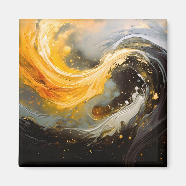 Golden Abstract Marble Modern Waves Magnet (Front)