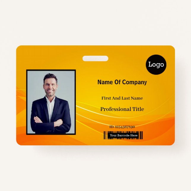 Golden Abstract  Photo Identification ID Badge (Front)