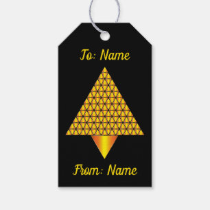 Golden Abstract Prismatic Christmas Tree Gift Tags