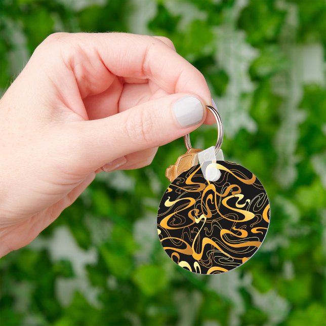 Golden Abstract Swirl Pattern Keychain (Creator Uploaded)