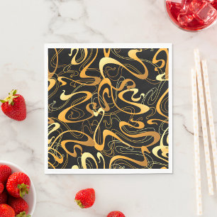 Golden Abstract Swirl Pattern Napkin