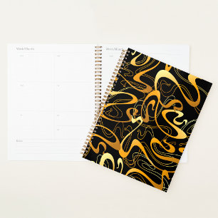 Golden Abstract Swirl Pattern Planner