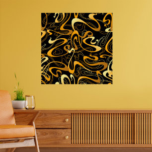 Golden Abstract Swirl Pattern Poster