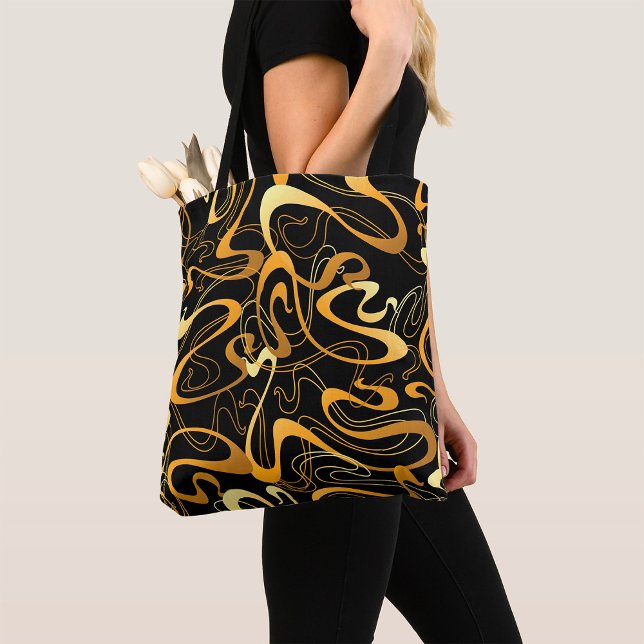 Golden Abstract Swirl Pattern Tote Bag (Creator Uploaded)