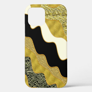 Golden Abstract Wave Modern Gold Glam Trendy iPhone 12 Case