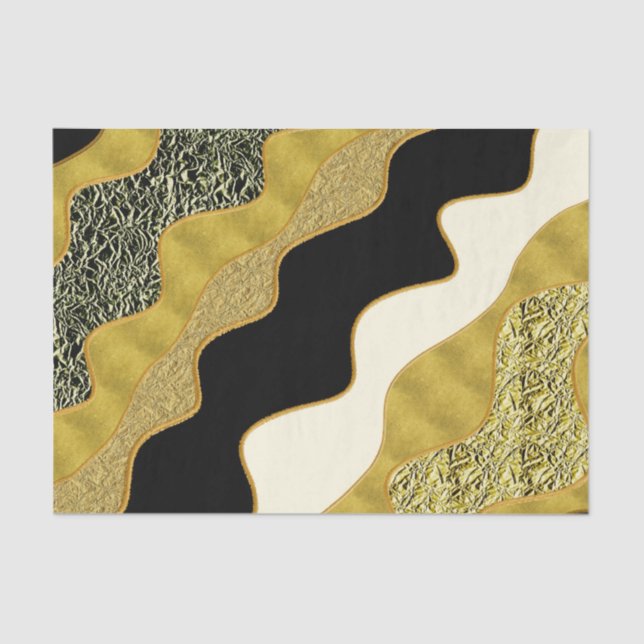 Golden Abstract Wave Modern Gold Glam Trendy Tissue Paper (Front)