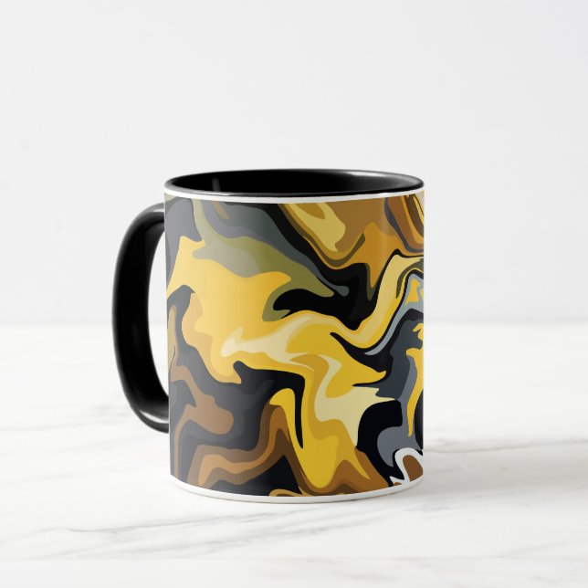 Golden Abstract Waves Mug (Front Left)