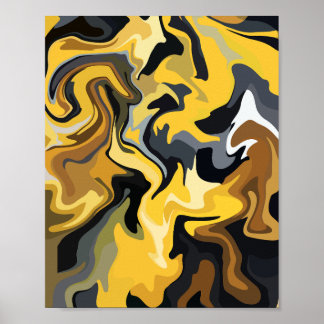 Golden Abstract Waves Poster