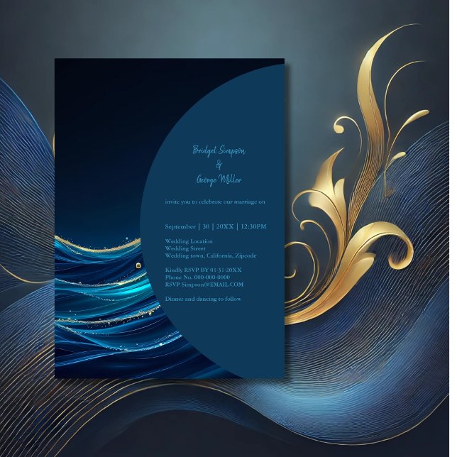 Golden Accented Abstract Ocean Waves wedding (Creator Uploaded)