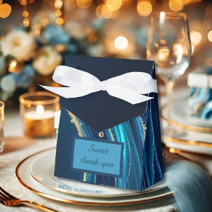 Golden Accented Abstract Ocean Waves wedding Favor Box
