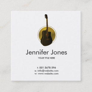 Golden  Acoustic Guitar Square Business Card