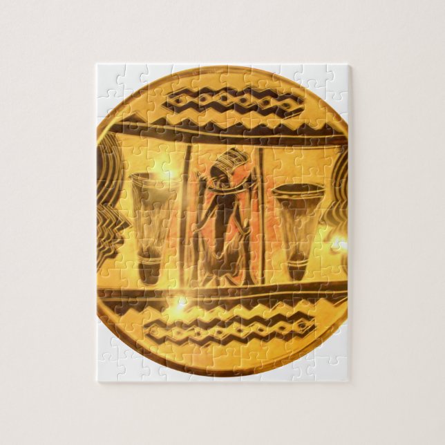 Golden African Ethnic Art Print Design Jigsaw Puzzle (Vertical)