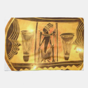 Golden African Ethnic Art Print Design Kitchen Towel