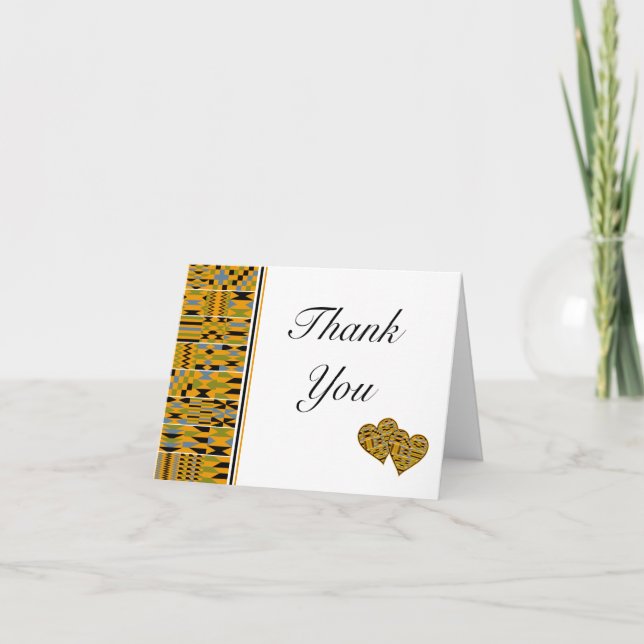 Golden African Kente K46 plié Carte de remerciemen (Devant)