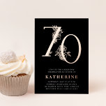 Golden Age | 70th Birthday Party Rose Gold<br><div class="desc">Celebrate her milestone birthday with these chic 50th birthday party invitations featuring "70" in real rose gold foil embellished with flowers. Personalize with your party details beneath in elegant white lettering. A chic and upscale choice for fabulous 70th birthday celebrations!</div>