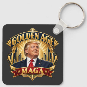 Golden Age Art Deco Two-Sided Aluminum Keychain
