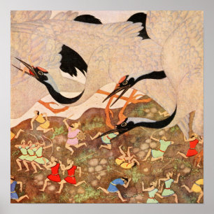 Golden Age Art Nouveau Giant Birds Poster