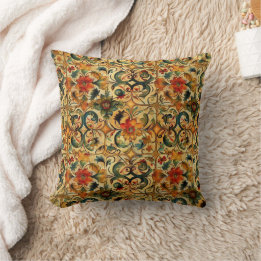 Golden Age Botanical Throw Pillow