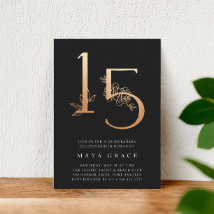 Golden Age Rose Gold Quinceanera Invitation