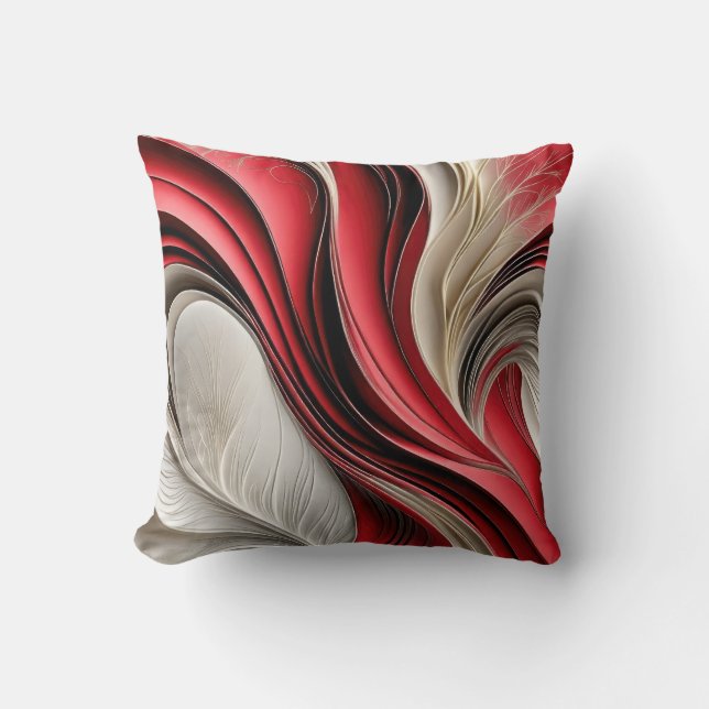 Golden Air – Cranberry & Champagne Flowing Abstrac Throw Pillow (Front)