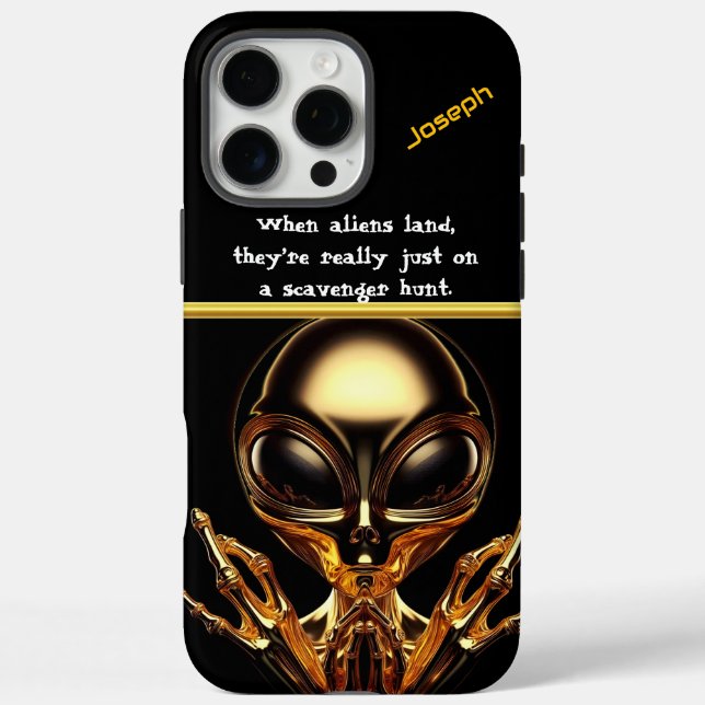 Golden Aliens Encounter at Area 51 Case-Mate iPhone Case (Back)