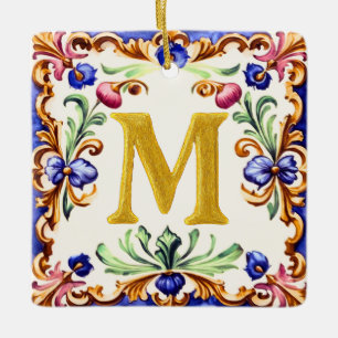 Golden Alphabet – Letter M Ceramic Ornament