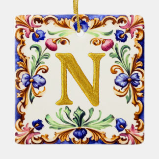 Golden Alphabet – Letter N Ceramic Ornament