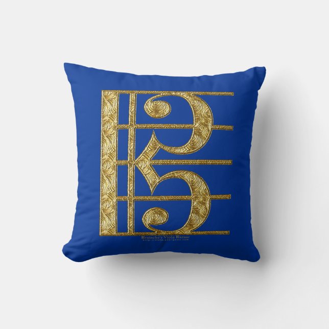 Golden Alto Clef Throw Pillow (Front)