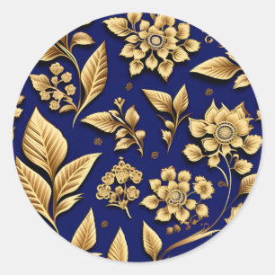 Golden Amaranth on Royal Blue Classic Round Sticker