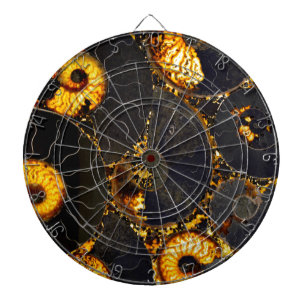 Golden Amber black Nautilus shell pattern, fossil  Dartboard