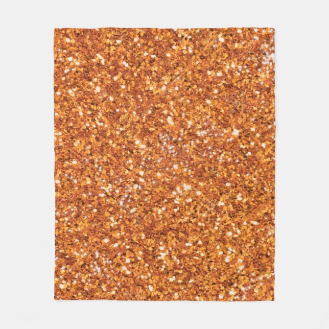 Golden amber sparkling glitter  fleece blanket (Front)