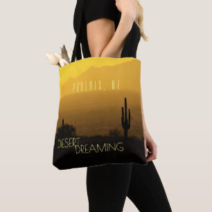 Golden Amber Sunset Cactus Arizona Desert Dreaming Tote Bag