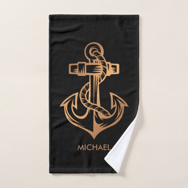 Golden Anchor Bath Towel Set (Hand Towel)
