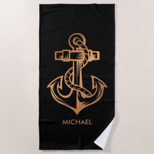 Golden Anchor Beach Towel