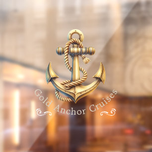 Golden Anchor   Clear Window Cling