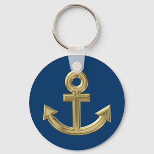 Golden anchor keychain