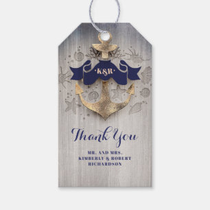 Golden Anchor Navy Nautical Wedding Gift Tags