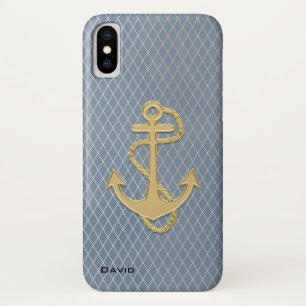 Golden Anchor on Blue Custom Case-Mate iPhone Case