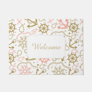 Golden Anchor Pattern   Add Your Text Doormat