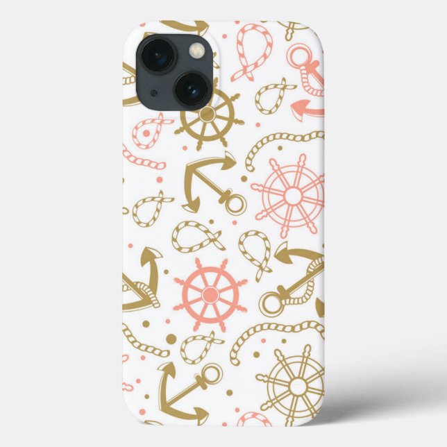 Golden Anchor Pattern Case-Mate iPhone Case (Back)