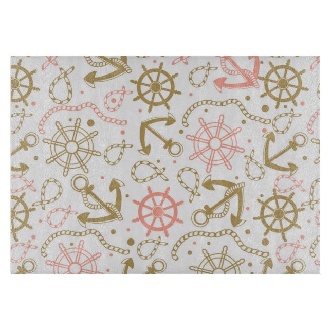Golden Anchor Pattern Cutting Board (Front)