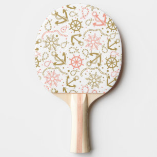Golden Anchor Pattern Ping Pong Paddle