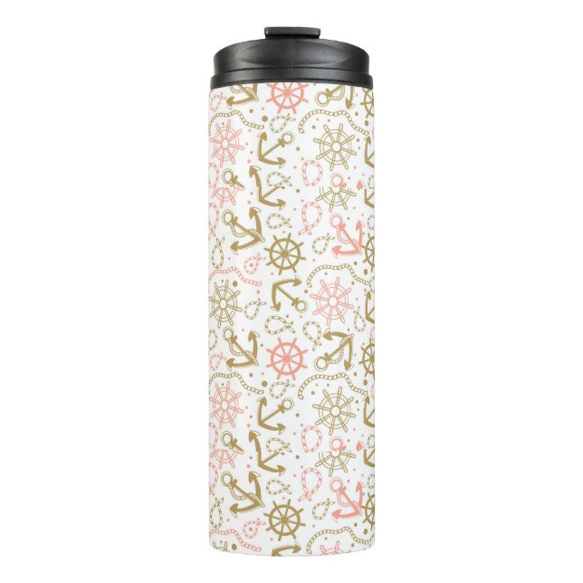Golden Anchor Pattern Thermal Tumbler (Front)