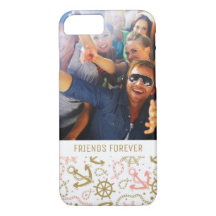 Golden Anchor Pattern Your Photo & Text iPhone 8/7 Case