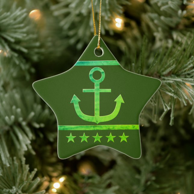 Golden Anchor, symbols of the love . Ceramic Ornament (Tree)