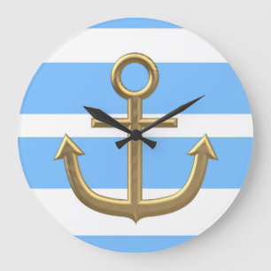 Golden Anchor, symbols of the love . Large Clock