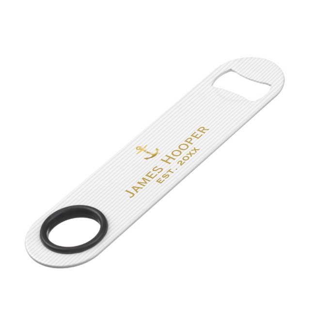 Golden Anchor with Rope | Nautical Gifts Speed Bottle Opener (Front Angled)