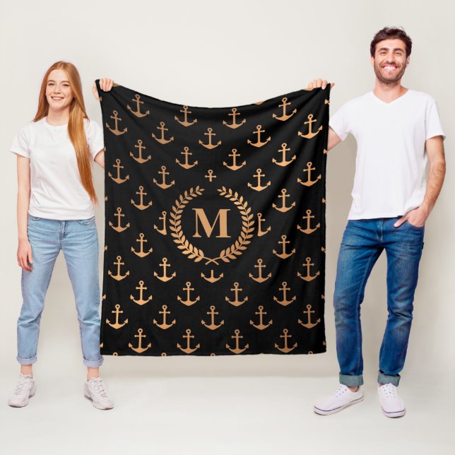 Golden Anchors Fleece Blanket (In Situ)