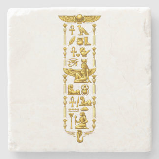 Golden Ancient Egyptian Symbols – Luxurious Hierog Stone Coaster